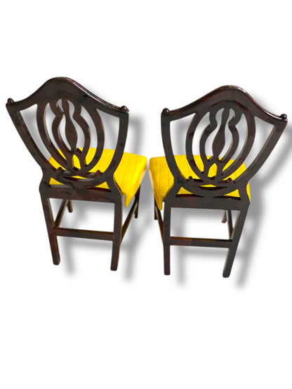 Vintage Ideal Plastic Dollhouse Miniature Dining Chairs Set Yellow Brown 3"h