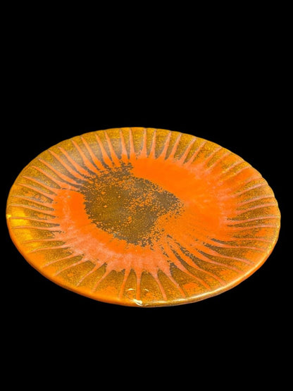 Midcentury Orange Brown 7" Plate Burst Pattern