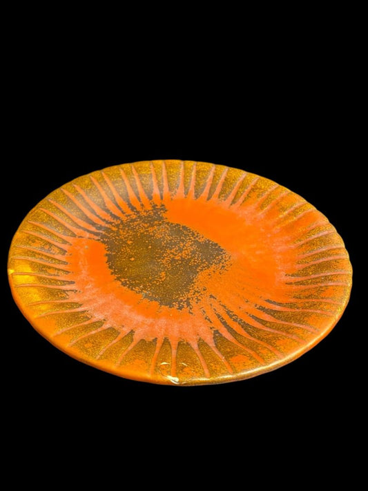 Midcentury Orange Brown 7" Plate Burst Pattern