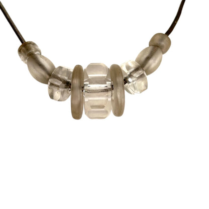 Robert Rose Silvertone Frosted Acrylic Bead Necklace 15.5"