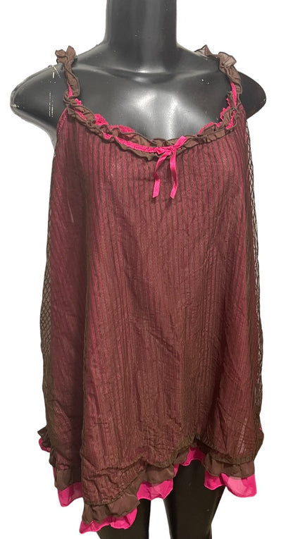 18/20 Cacique Ruffled Strap Pink Lining Sleepwear Nightie Camisole