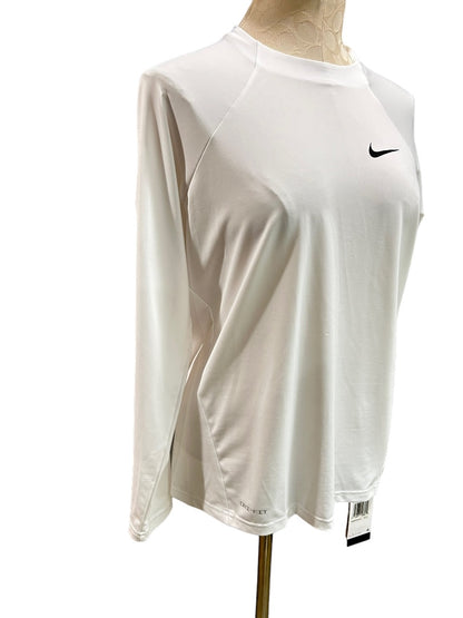 Large Nike Swim Womens New Nessa386 Hydroguard Swim Shirt White Long Sleeve