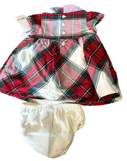 3M Carter's Christmas Plaid 2 Piece Dress Set Short Sleeve