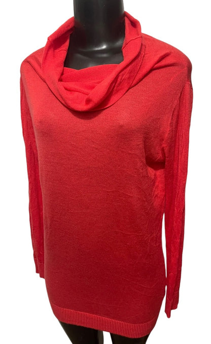 Medium Apostrophe Womens Light Red Long Sleeve Tunic Cowl Neck Sweater Lightweight