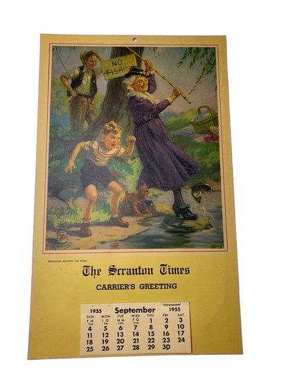 1955 Wall Calendar Promotional The Scranton Times Grandma Shows 'Em How Incomplete