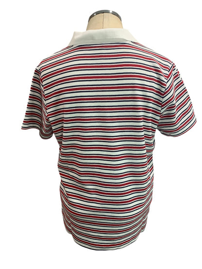 Medium Hastings & Smith Red White Blue Striped Golf Polo Shirt Short Sleeves