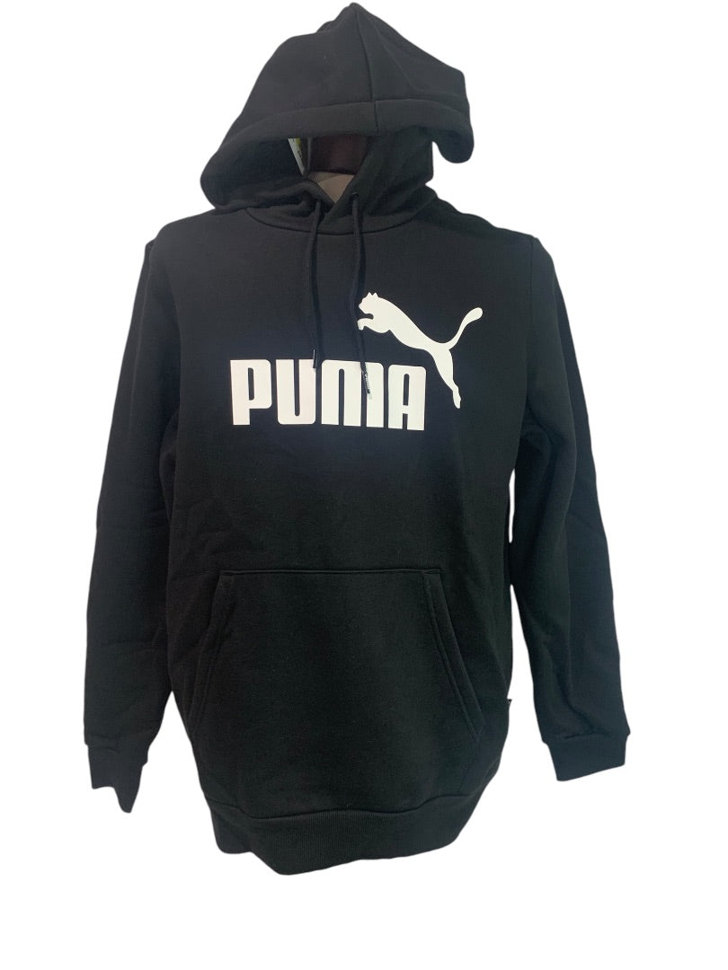 Medium Puma Mens New Black Pullover Hoodie Sweatshirt Big Logo Essential