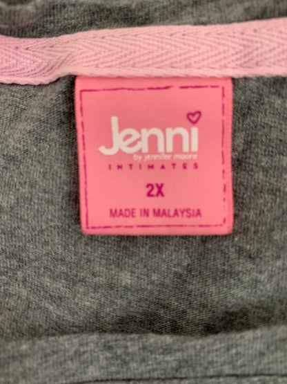 2X Jenni Intimates Womens Gray Jersey Knit 3/4 Sleeve Sleep Shirt "So Far So Good"