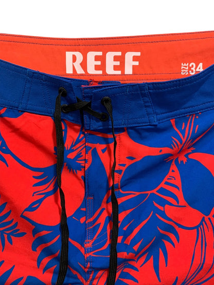 Size 34 Reef Mens New Board Shorts Swim Leon Hibiscus Red Blue