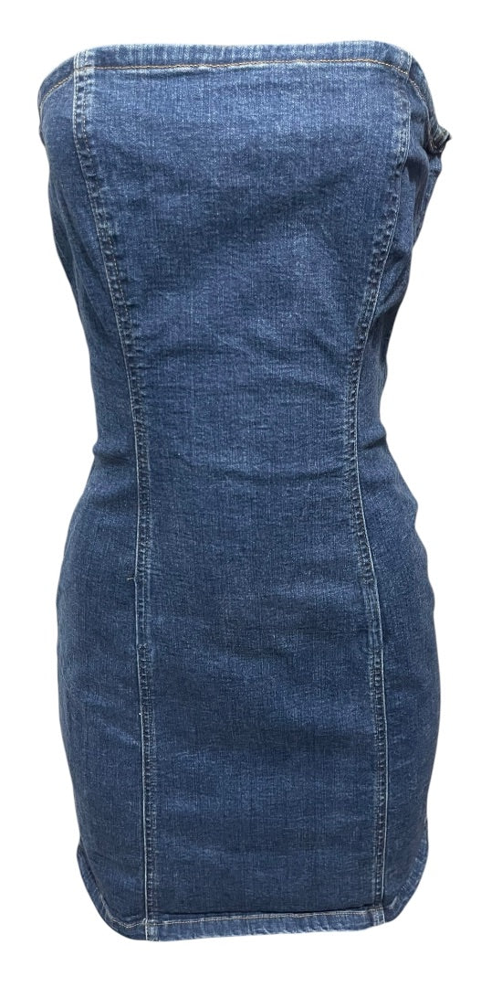 Medium Tommy Jeans Strapless Stretch Denim Dress Jean Fitted