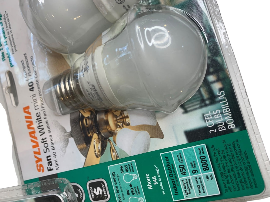 Lot of 4 Sylvania Compact Fluorescent Light Bulb Fan Soft White Mini 9W New