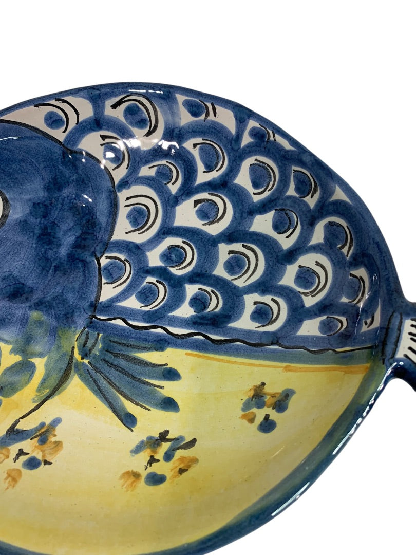 Vietri Fish Fish Blue 10 Inch Oval Dish Italy Pottery B 1990s