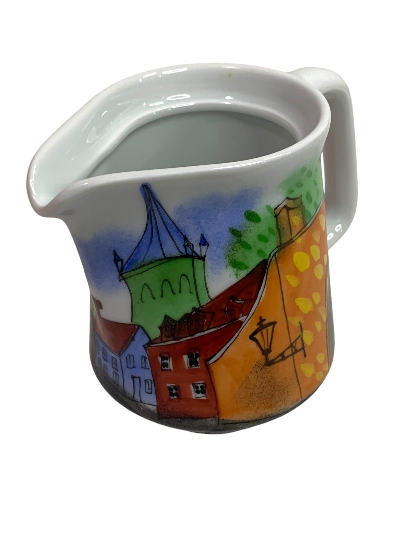Small Creamer Pitcher Hand Painted Tallinn Estonia 4 Inches