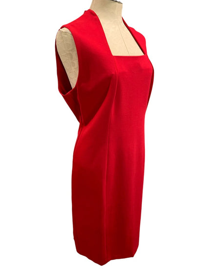 Size 16 Talbots Red Sheath Dress Ponte Knit Sleeveless Midi