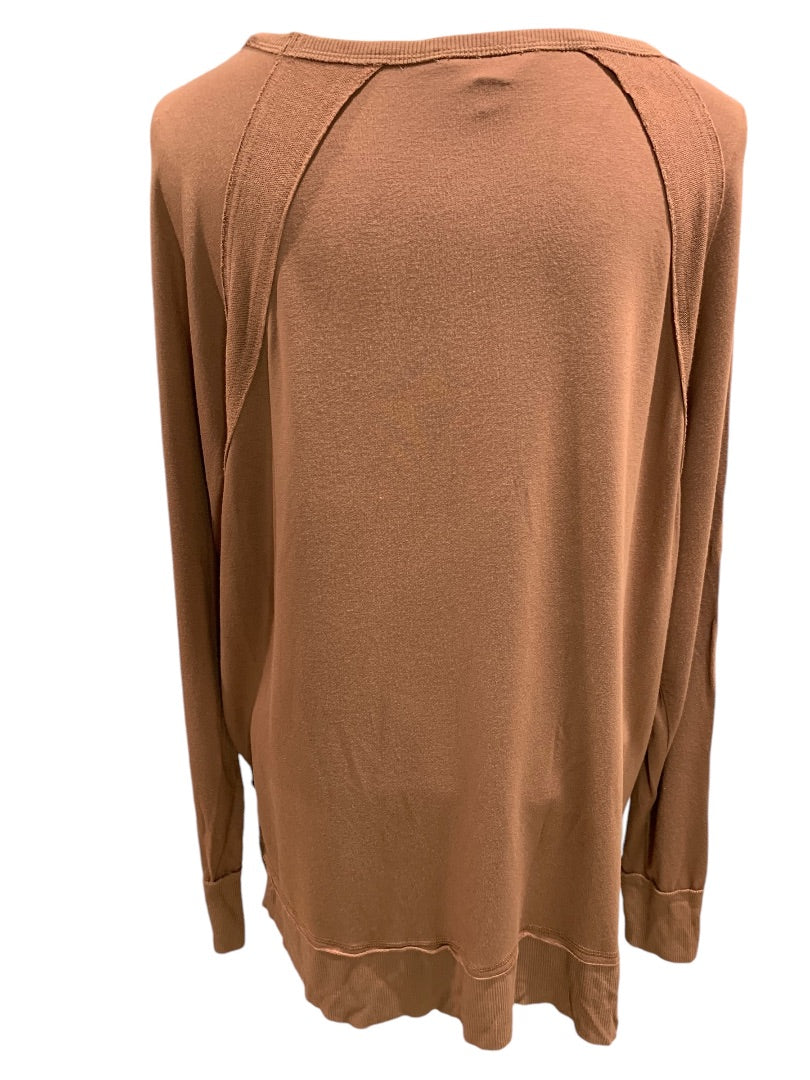 XL Joy Lab Womens Casual Shirt Top Pullover Brown Soft Jersey Knit