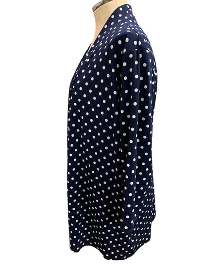 2X Liz McCoy Woman Navy Blue Polka Dot Layered Look Shirt Pullover