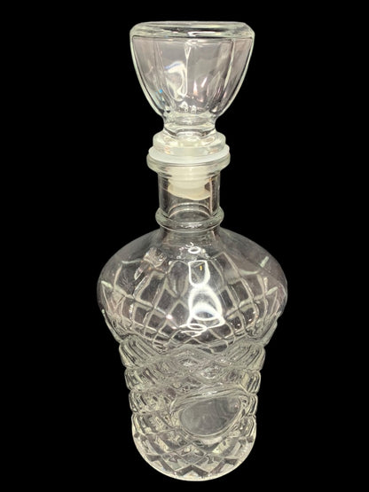 Vintage Cut Glass Liquor Decanter with Stopper Clear 9.5 Inch