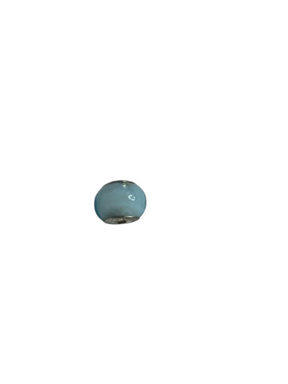 Slide Bead Cloudy Blue Glass Charm Sterling Silver 925