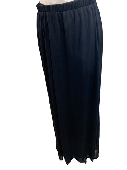 18/20 Dressbarn Woman Black Wide Leg Pull On Pants Sheer Overlay