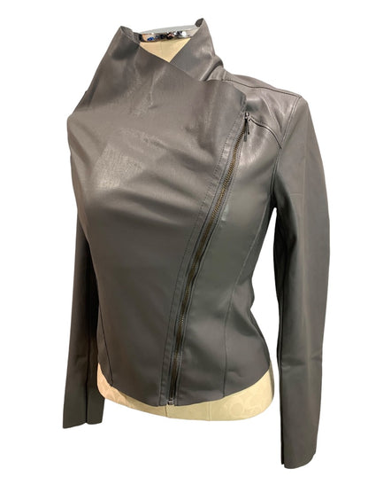 XS BlankNYC Womens Gray Vegan Leather Moto Style Jacket