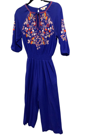 Size 6 Boden Womens Natalie Embroidered Boho Jumpsuit Royal Blue