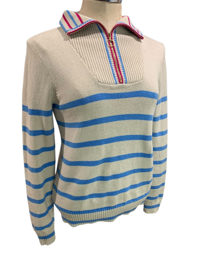 XS J.Crew Womens Striped Half Zip Pullover Sweater Retro BL765