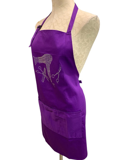 Plum Hill New Hair Stylist Apron Purple Rhinestone Tools Pocket