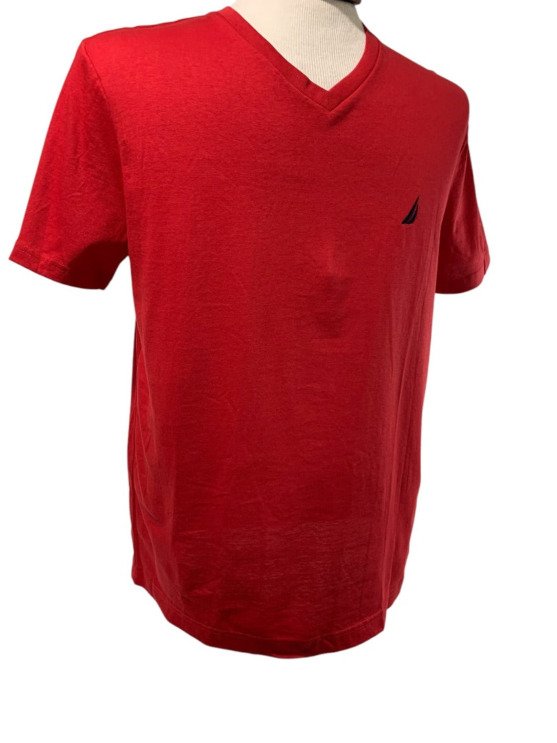 Medium Nautica Mens New  Red V-Neck Tshirt