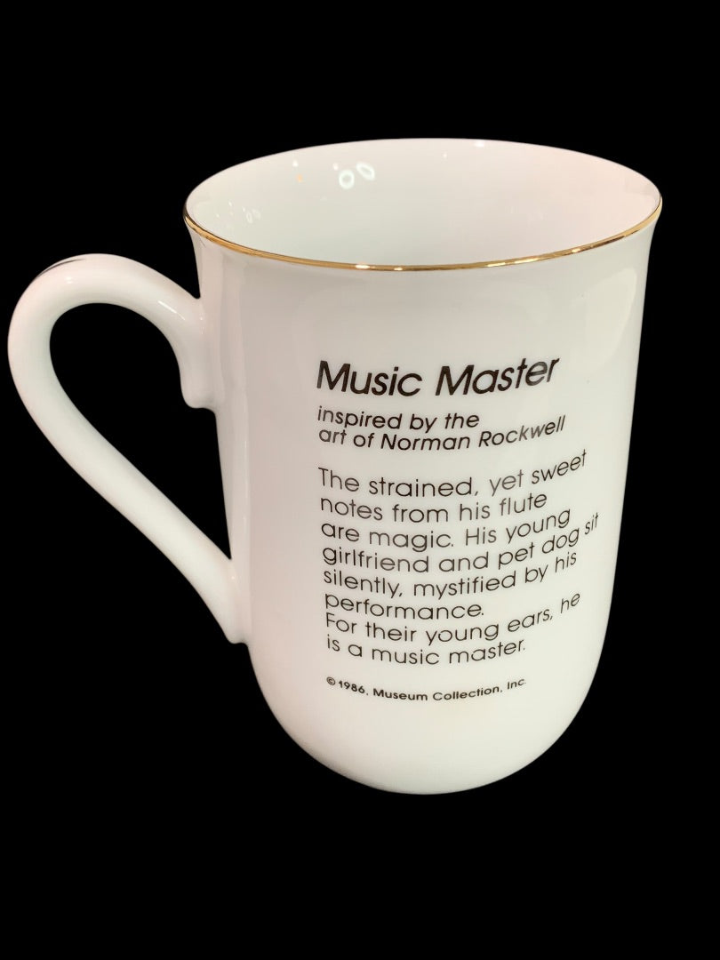 1986 Norman Rockwell Museum Collections Mug Gold Trim "Music Master"