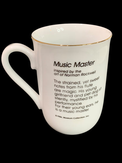 1986 Norman Rockwell Museum Collections Mug Gold Trim "Music Master"