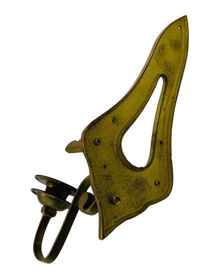 MidCentury Brass Wall Mounted Sconce Single Candle Holder Spearhead