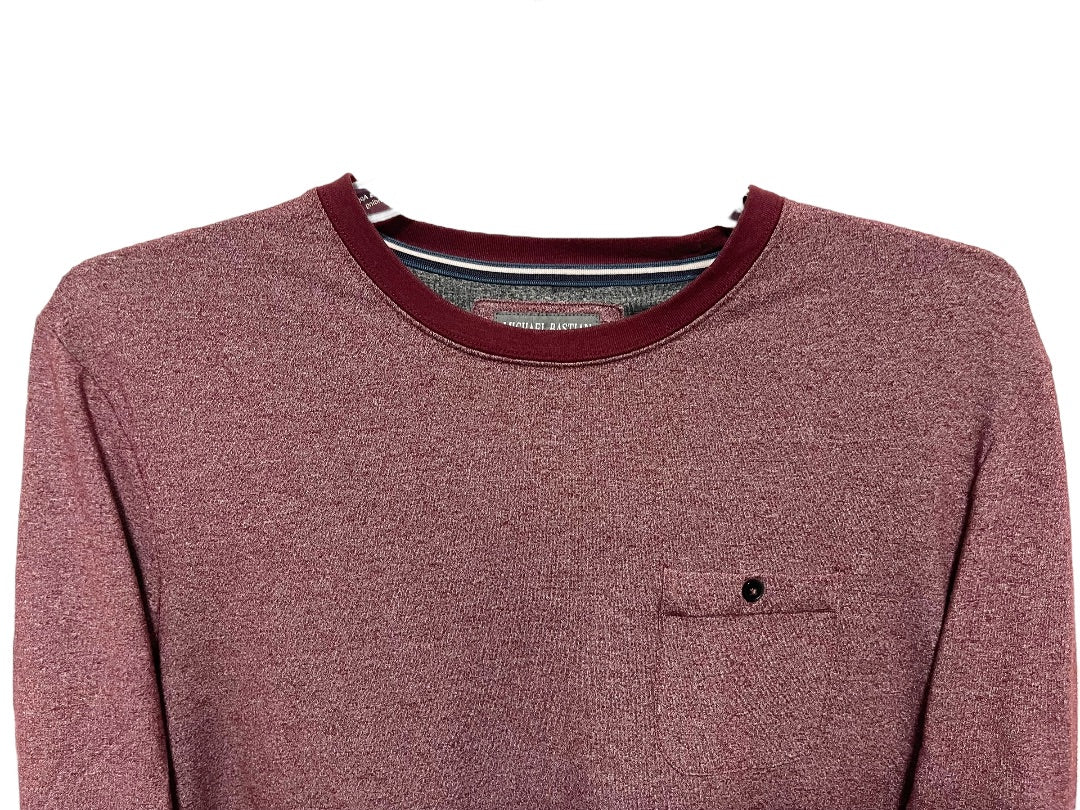 Large Michael Bastian Long Sleeve Pocket Mens Crew Neck Red Heather