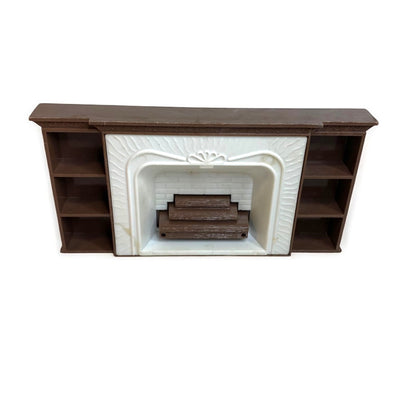 1950s Plasco Miniature Dollhouse Fireplace 1:18 Scale Brown