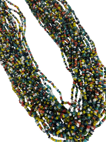 Multistrand Statement Seed Bead Necklace Twish Button Closure 23 Inch