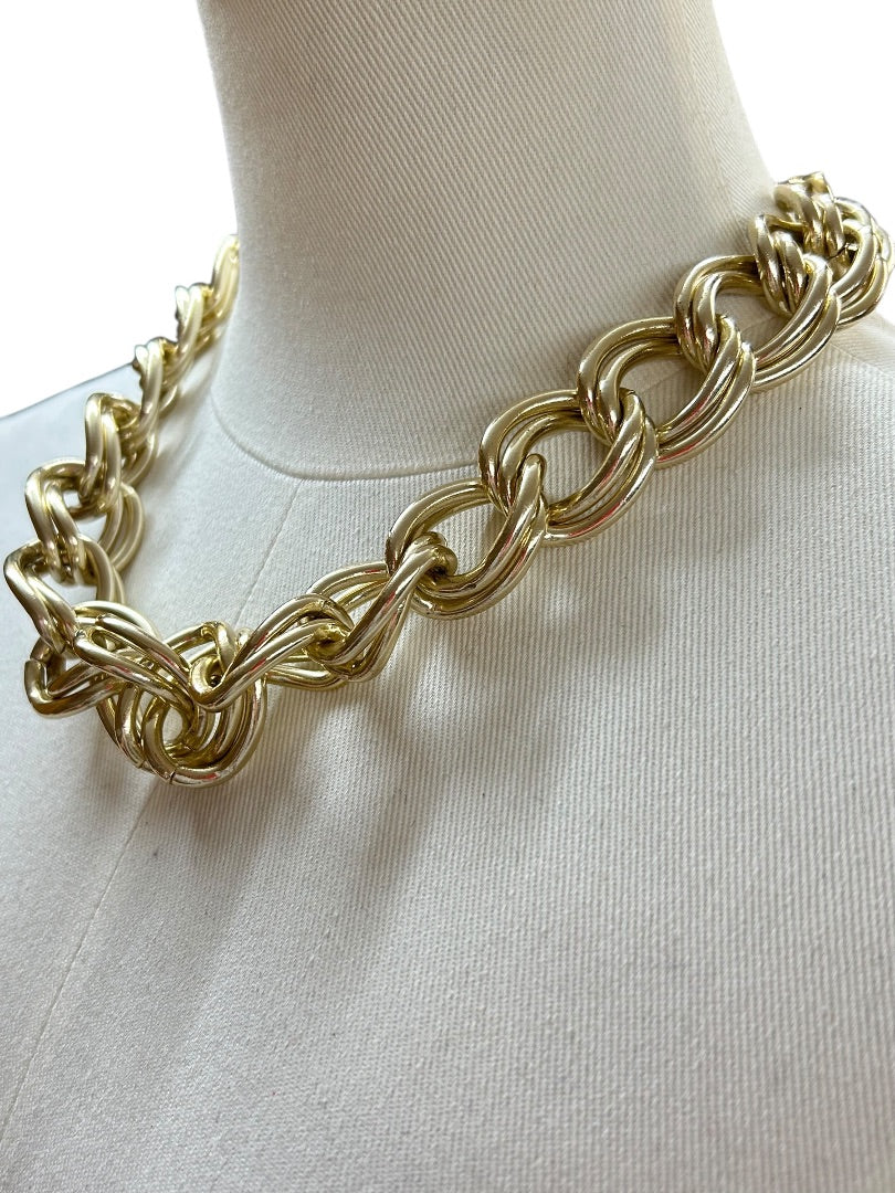 Goldtone Chunky Statement Chain Necklace 18-20 Inches Toggle Clasp