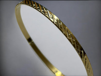 Goldtone Bangle Bracelet 2.6 Inch Inside Diameter Textured