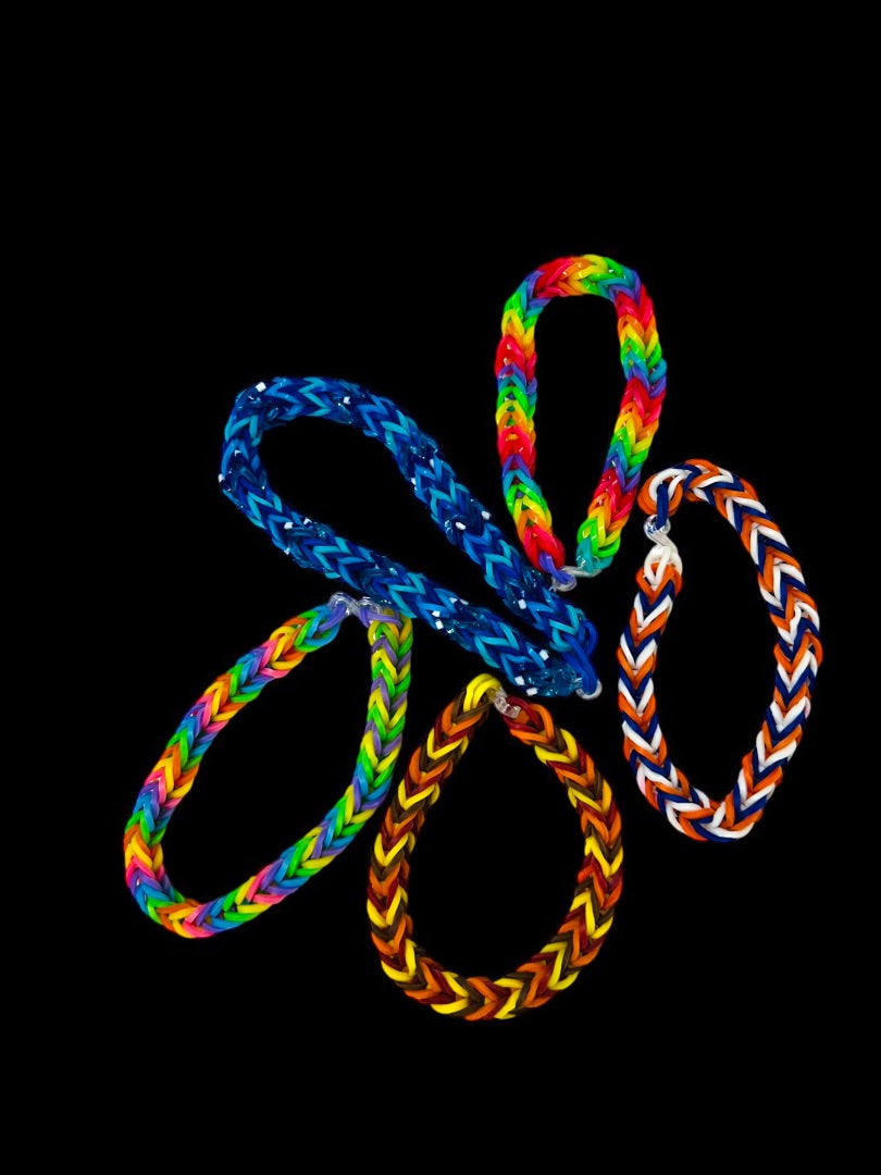 Set of 11 Rubberband Bracelets Rainbow Loom Assorted Sizes