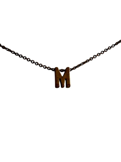 Delicate Copper Color 15 Inch Chain Necklace 2 Inch Extender "M" Pendant