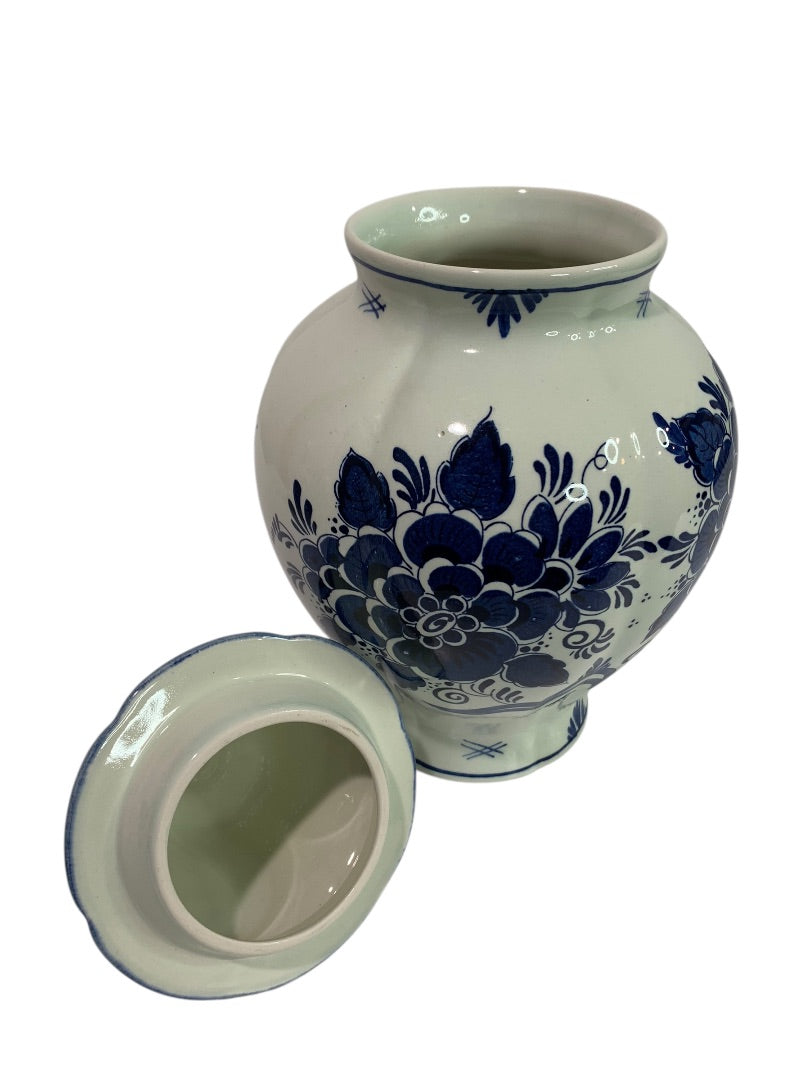Blauw Delft by Distel Large Ginger Jar with Lid 11.5 Inches High Vintage