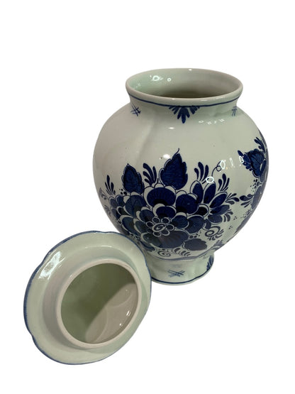 Blauw Delft by Distel Large Ginger Jar with Lid 11.5 Inches High Vintage