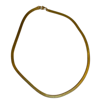 Vintage Goltone Herringbone 18 Inch Chain Necklace Lobster Clasp 5mm