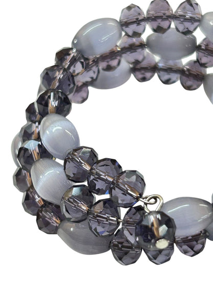 Adjustable Wire Wrap Bracelet Purple Lavender Beaded