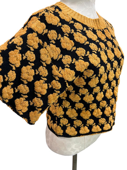 XS Urban Outfitters Retro Rosa Sweater Tee Gold Black Sparkle