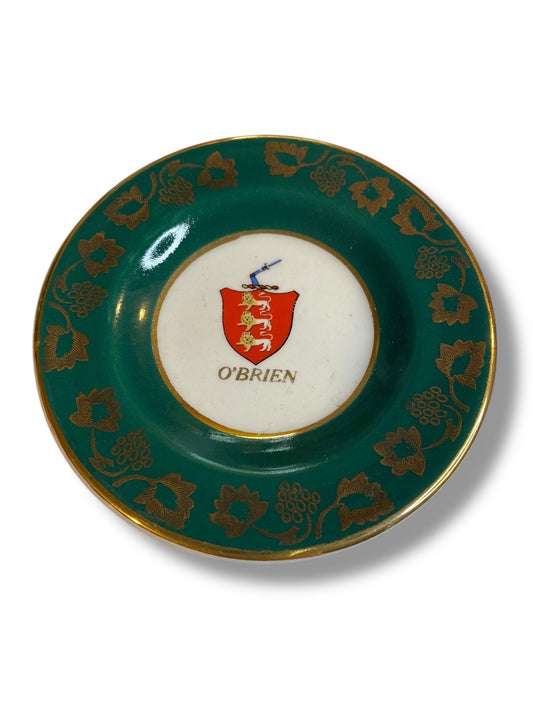 Vintage Arklow Pottery O'Brien Crest Historic Families of Dublin Plate 4.25 Inch