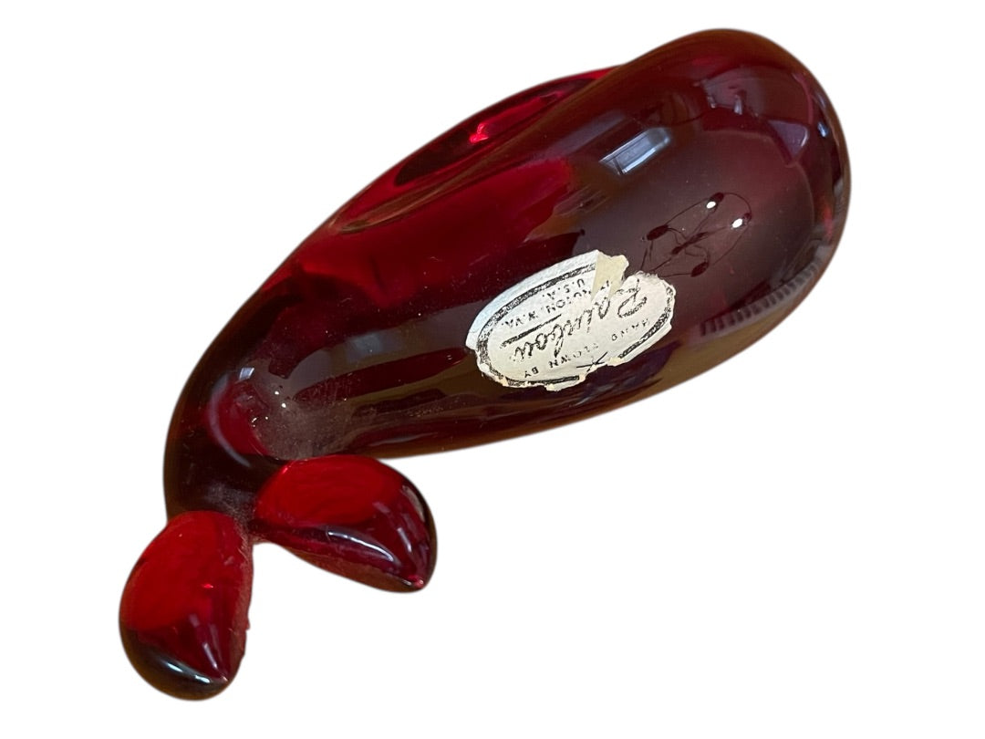 Vintage Rainbow Hand Blown Glass Whale Red Huntington West Virginia Sticker