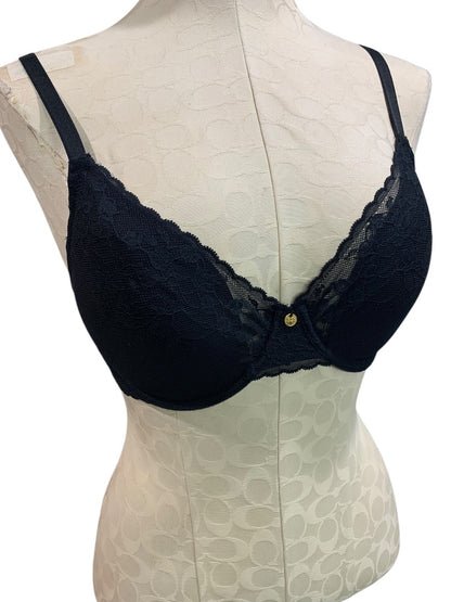 32DD Natori New Cherry Blossom Bra Black Underwire Push-Up
