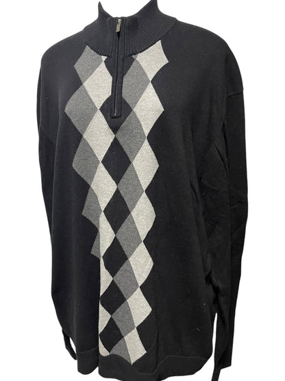 XXL Alfani Arglye 3/4 Zip Long Sleeve Men's Sweater Black & Gray