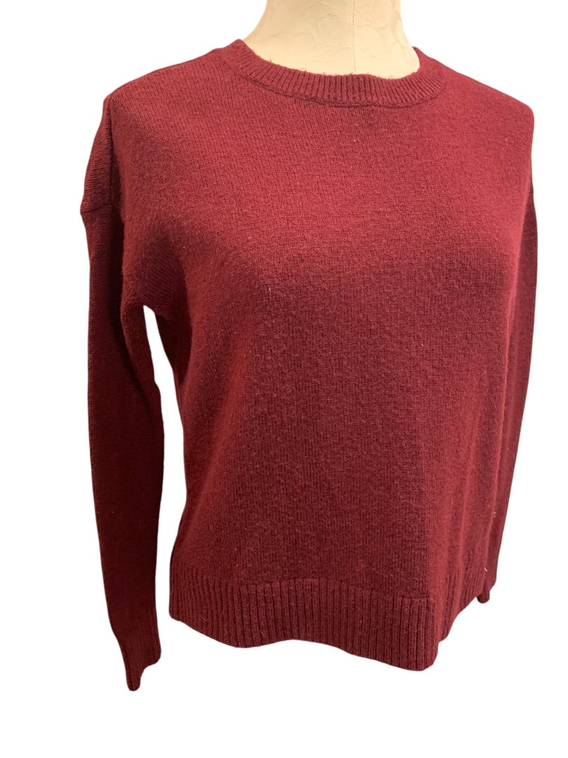 XS Loft Womens Burgundy Sweater Crewneck Wool Blend