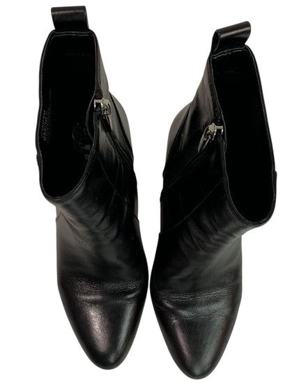 Size 6 Vince Camuto Womens Black Leather Booties 4 Inch Block Heel Enverna