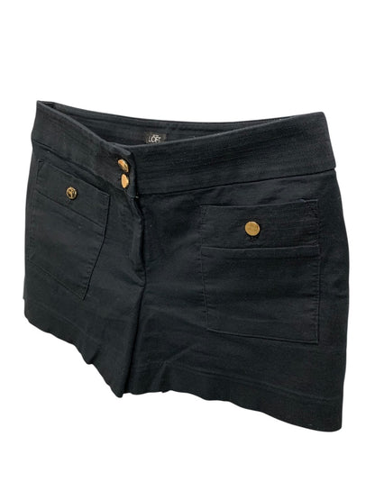 Size 2 Loft Womens Shorts Black Goldtone Button Pockets